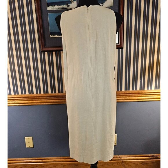 Ann Taylor White Embroidered Linen & Rayon Blend Summer Sleeveless Dress, 10 - Picture 7 of 7